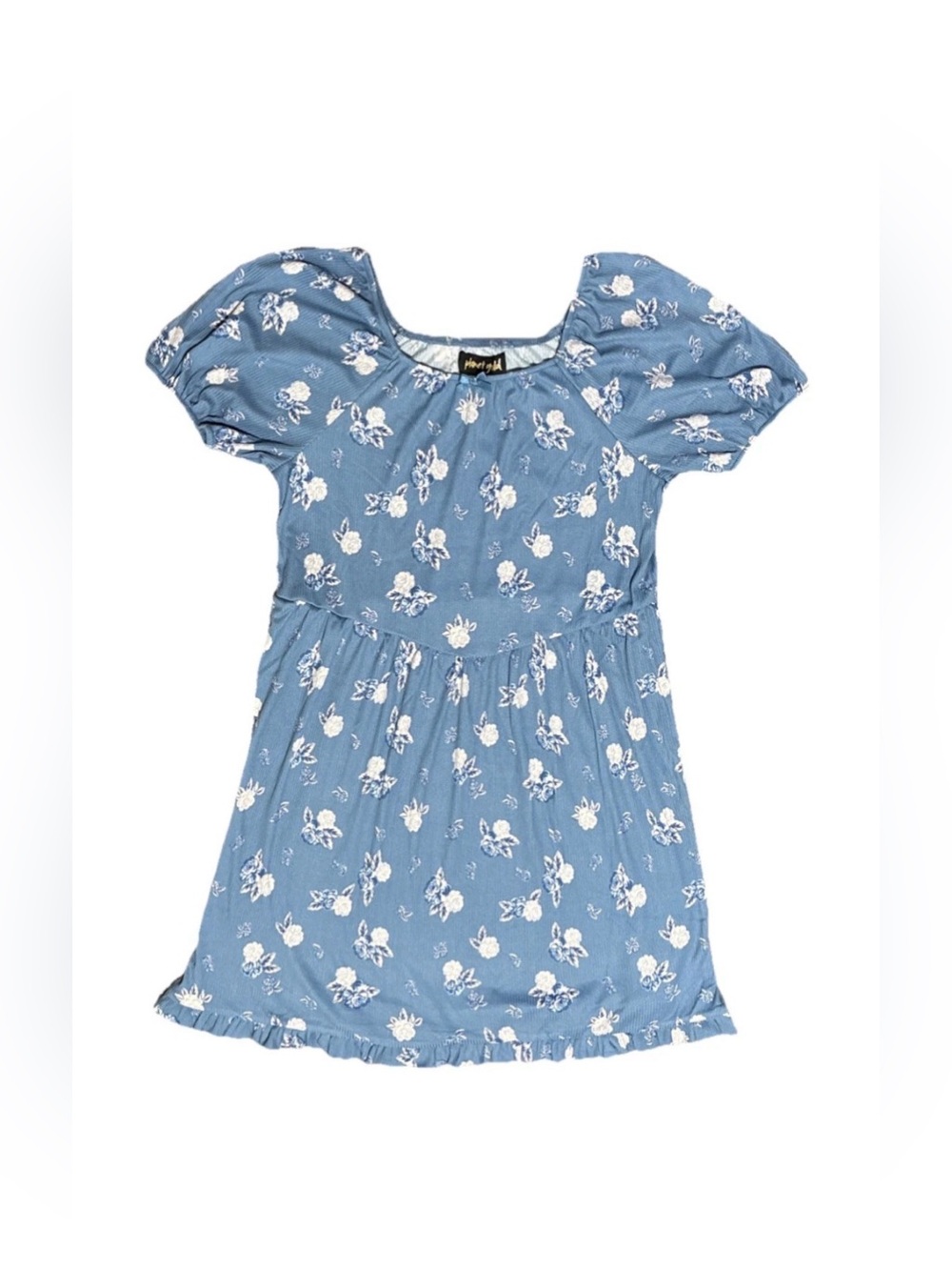 Planet Gold Girls Blue Floral Waist Dress Sz 18 Youth